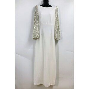 Eliza J | Dresses | Illusion Boat Neck Short Sleeve Sequin Embroidered  Floral Lace Aline Midi Dress | Poshmark